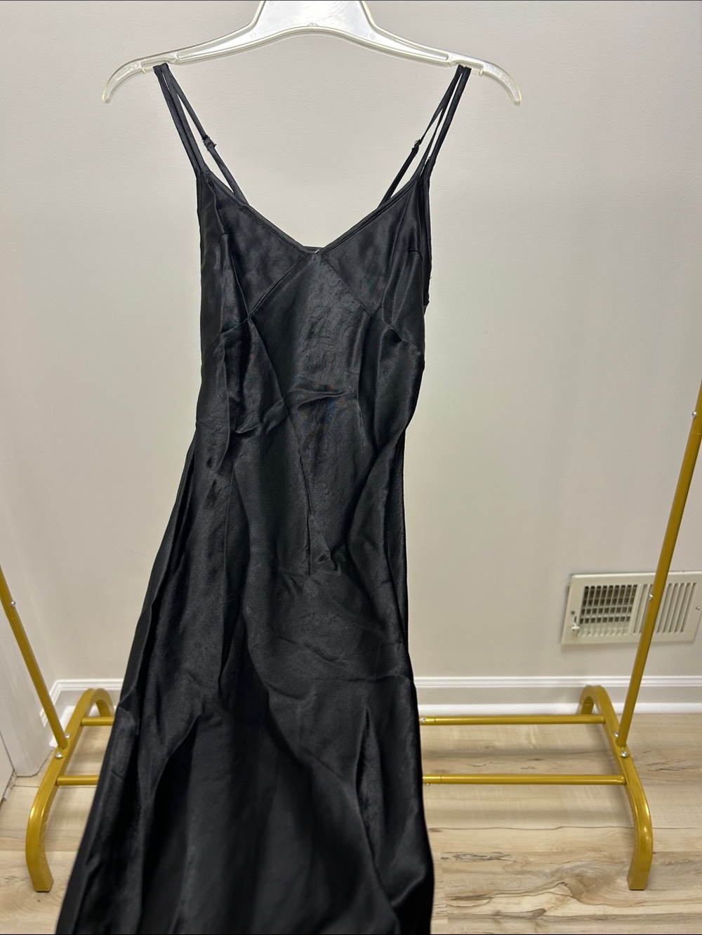 Classic Black Strapless Slip Dress with Spaghetti Straps image 2
